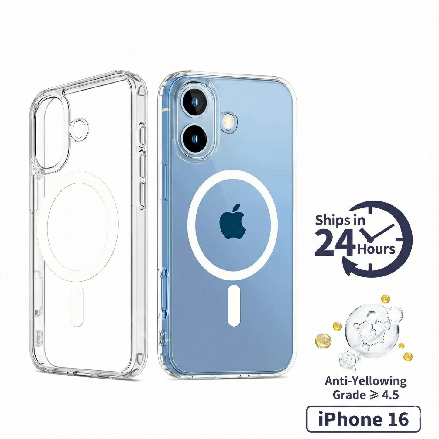MagSafe Magnetic Clear Case for iPhone 16 Series | Strong Suction & Drop Protection