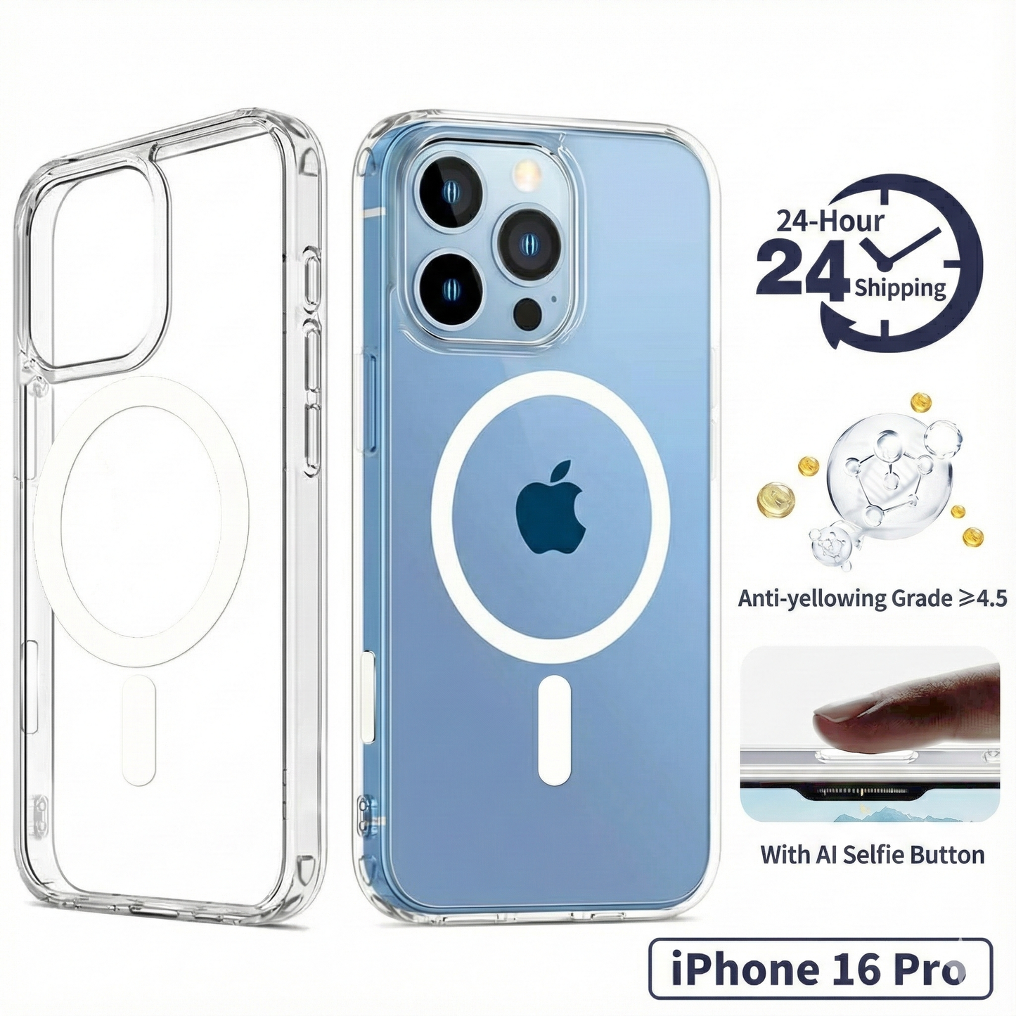 MagSafe Magnetic Clear Case for iPhone 16 Series | Strong Suction & Drop Protection