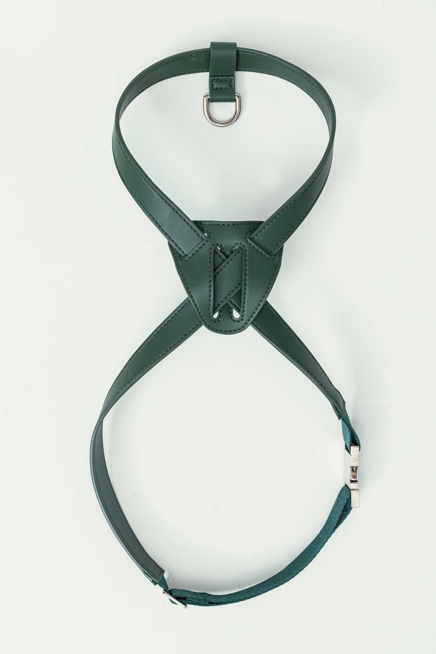 Close up of slow rebound sponge padding in green harness for chest protection