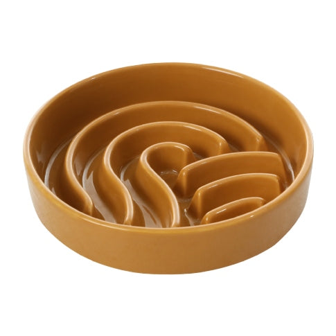 Wave slow feeder dog bowl with wet food for flat-faced dogs